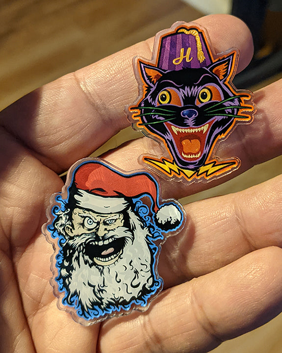New Acrylic Pins - Angry Santa