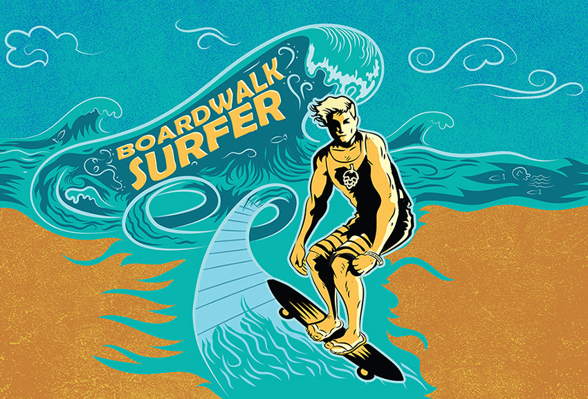 Boardwalk Surfer Craft Beer Label Art