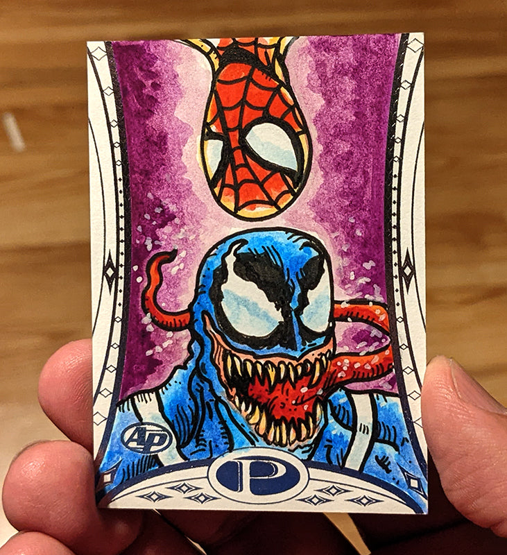 Spider-Man and Venom Marvel Premier Sketch Card