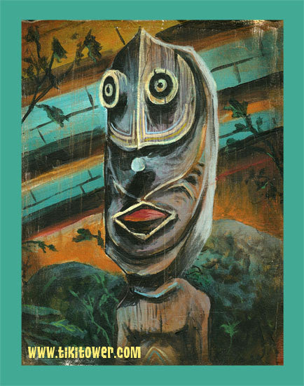 Painting of a PNG Tiki located backstage at Ft Lauderdale's Mai Kai Restaurant