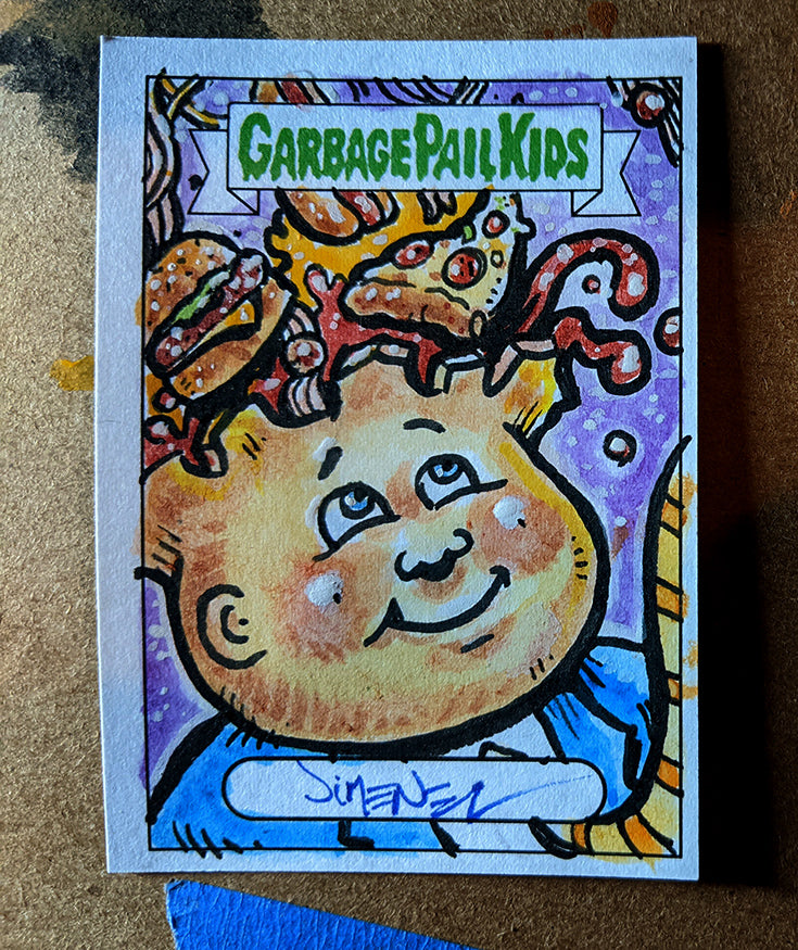 Topps Garbage Pail Kids Food Fight Adam Bomb Sketch Card